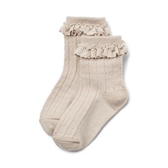 Wheat Wool Lace Socks Nora - Offwhite